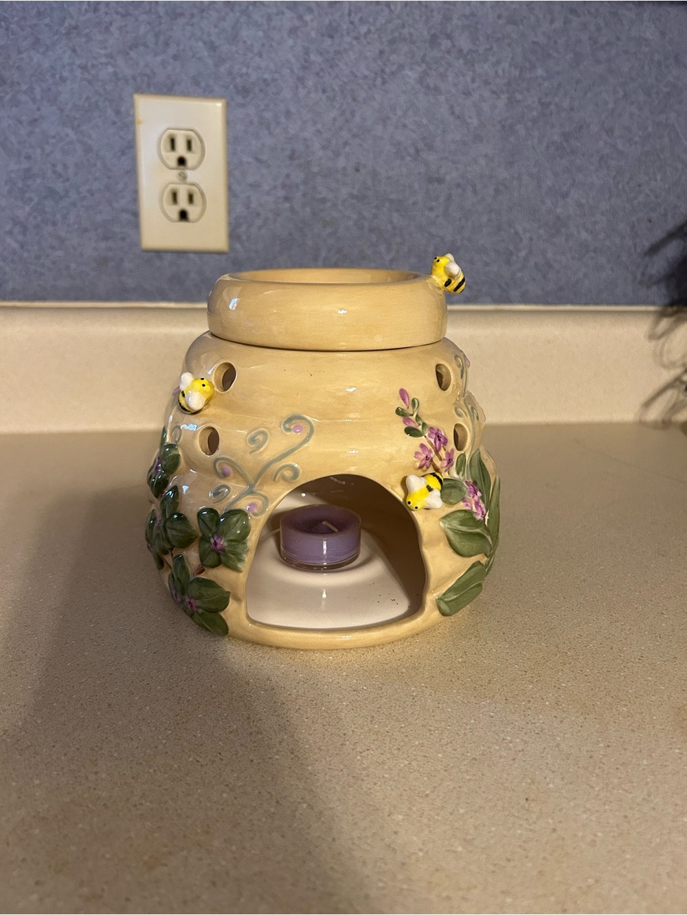 PartyLite Floral Beehive Ceramic Wax Warmer-VTG